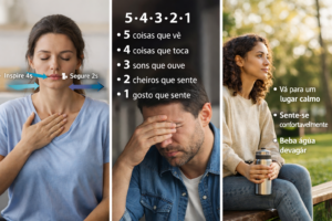 Pessoa controlando a respiração durante uma crise de ansiedade