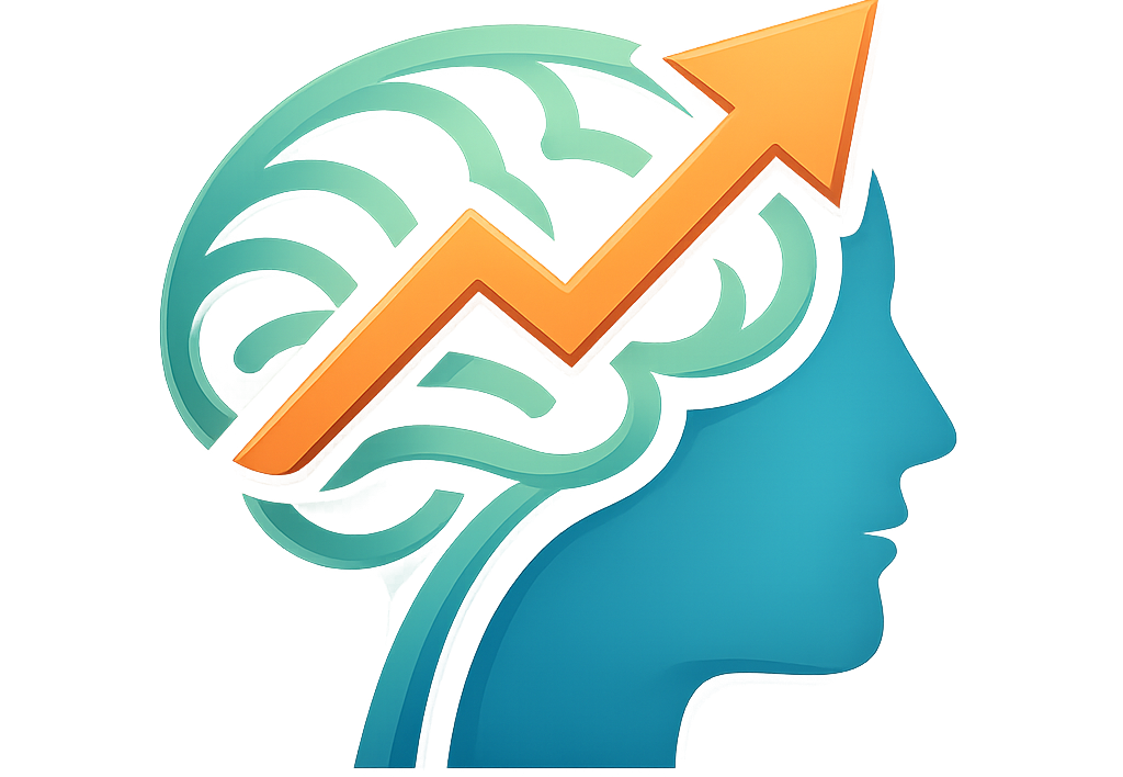 Logo da mente e Performance representando cérebro, crescimento mental e desenvolvimento emocional.